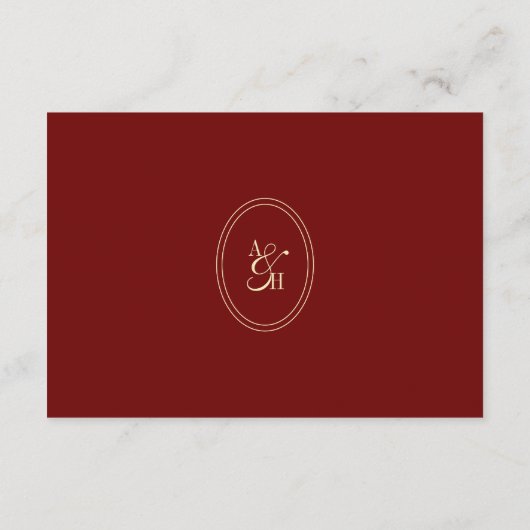 Classic Script Wine Red QR Code Wedding Details エンクロージャーカード (裏面)