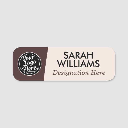 Classic Serif Dark Brown Professional Logo Title 名札 (正面)