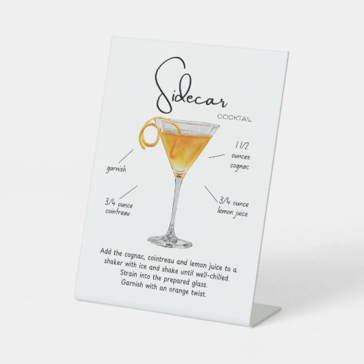 Classic Sidecar Cocktail Pedestal Sign 台座サイン (正面)