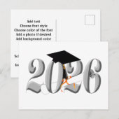 Classic Silver Class of 2026 Graduation ポストカード (正面/裏面)