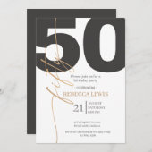 Classic Simple 50th Modern Adult Birthday 招待状 (正面/裏面)