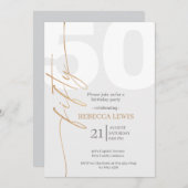 Classic Simple 50th Modern Adult Birthday 招待状 (正面/裏面)