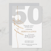 Classic Simple 50th Modern Adult Birthday 招待状 (正面/裏面)