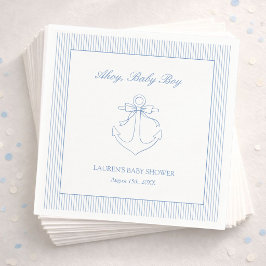 Classic Simple Ahoy Baby Boy Elegant Shower スタンダードカクテルナプキン