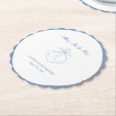 Classic Simple Ahoy Baby Boy Elegant Shower ペーパーコースター (アングル)