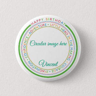 Classic Simple Custom Photo Happy Birthday 缶バッジ
