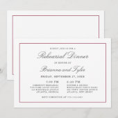 Classic Simple Elegance Wedding Rehearsal Dinner 招待状 (正面/裏面)