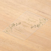 Classic simple elegant gold floral Wedding アクリル招待状 (レイダウン)