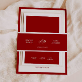 Classic Simple Elegant Red Wedding 招待状ベリーバンド