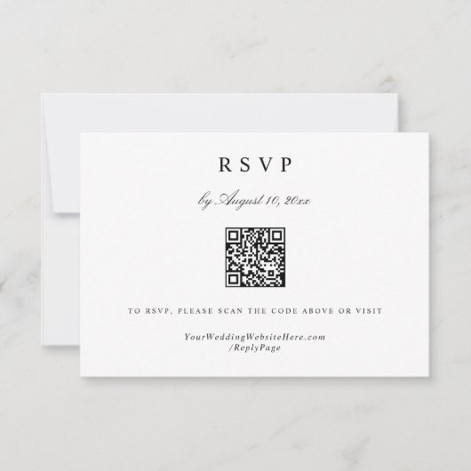 Classic Simple Modern Elegant Wedding QR Code 出欠カード (正面)