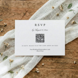 Classic Simple Modern Elegant Wedding QR Code 出欠カード
