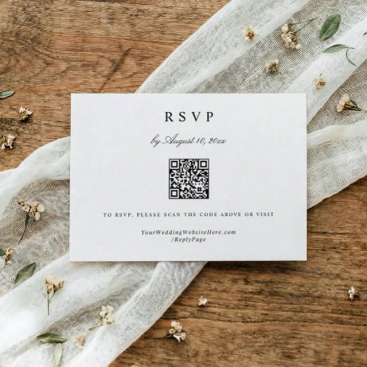 Classic Simple Modern Elegant Wedding QR Code 出欠カード