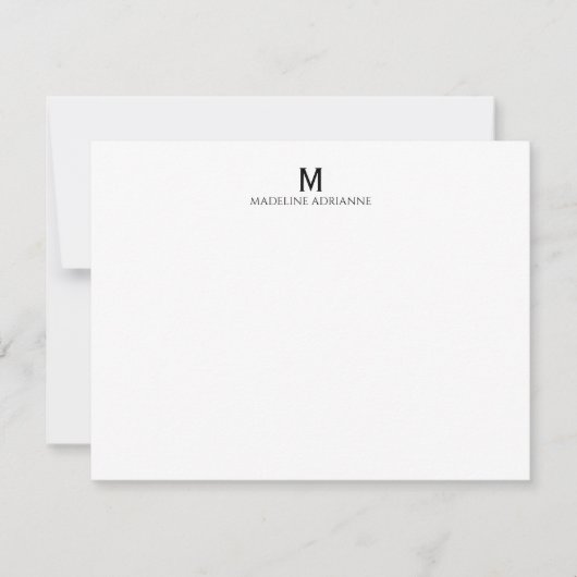 Classic Simple Modern Monogram Initial Note Card 招待状 (正面)