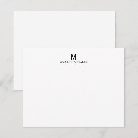 Classic Simple Modern Monogram Initial Note Card 招待状 (正面/裏面)
