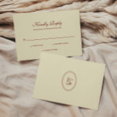 Classic Simple Script Ivory Cream Wedding Monogram 出欠カード