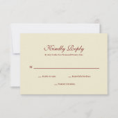 Classic Simple Script Ivory Cream Wedding Monogram 出欠カード (正面)