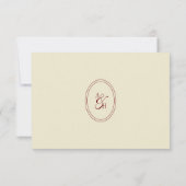 Classic Simple Script Ivory Cream Wedding Monogram 出欠カード (裏面)