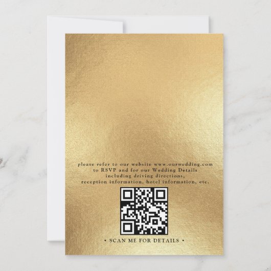 Classic Simple Shell Gold Elegant QR Code Wedding 招待状 (裏面)