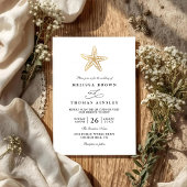 Classic Simple Shell Gold Elegant QR Code Wedding 招待状