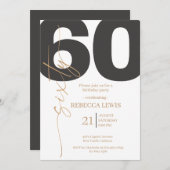 Classic Simple Sixty Modern Adult Birthday 招待状 (正面/裏面)