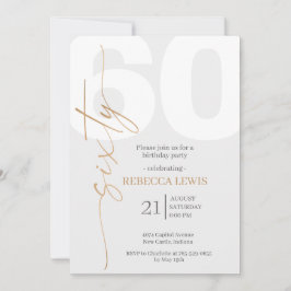 Classic Simple Sixty Modern Adult Birthday 招待状