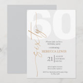 Classic Simple Sixty Modern Adult Birthday 招待状 (正面/裏面)