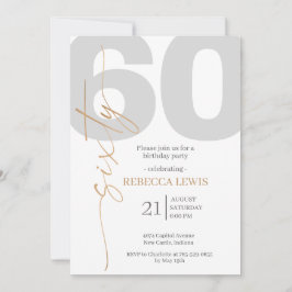 Classic Simple Sixty Modern Adult Birthday 招待状