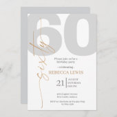 Classic Simple Sixty Modern Adult Birthday 招待状 (正面/裏面)