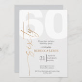 Classic Simple Sixty Modern Adult Birthday 招待状 (正面/裏面)