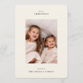 Classic Simple White Cream Christmas Modern Photo シーズンカード (正面)