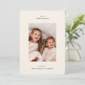 Classic Simple White Cream Christmas Modern Photo シーズンカード (スタンド正面)