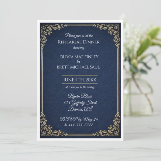 Classic! Simplistic Rehearsal Dinner invitation 招待状 (スタンド正面)