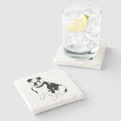 Classic Sitting Bulldog Black and White Art ストーンコースター (横)