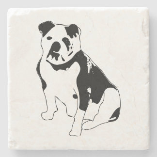 Classic Sitting Bulldog Black and White Art ストーンコースター