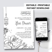 Classic Sketch Table Setting Ramadan Iftar Dinner 招待状