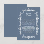Classic Slate Blue Ornately Framed Wedding エンクロージャーカード (正面/裏面)