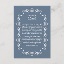Classic Slate Blue Ornately Framed Wedding エンクロージャーカード
