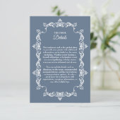 Classic Slate Blue Ornately Framed Wedding エンクロージャーカード (スタンド正面)