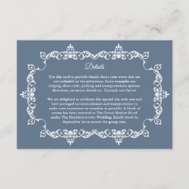 Classic Slate Blue Ornately Framed Wedding エンクロージャーカード