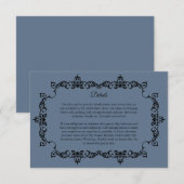 Classic Slate Blue Ornately Framed Wedding エンクロージャーカード (正面/裏面)
