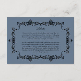 Classic Slate Blue Ornately Framed Wedding エンクロージャーカード