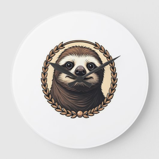 Classic Sloth Engraving Nature Shirt (1) ラージ壁時計 (正面)