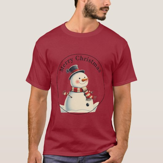 Classic Snowman Christmas Tree Ornament with Hat a Tシャツ (正面)