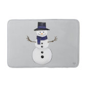 Classic Snowman with Dark Blue Scarf on Grey  バスマット (正面)