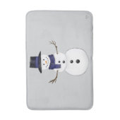 Classic Snowman with Dark Blue Scarf on Grey  バスマット (正面縦)