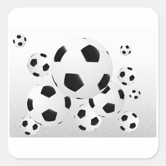 Classic Soccer Football Balls Flying Sports スクエアシール (正面)