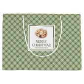 Classic Soft Pastel Christmas Script Gift Bag  ラージペーパーバッグ (正面)