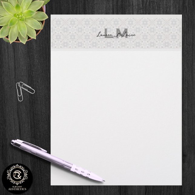 Classic Spanish Tile Monogram Branding レターヘッド (Classic Spanish Tile Monogram Branding Letterhead)