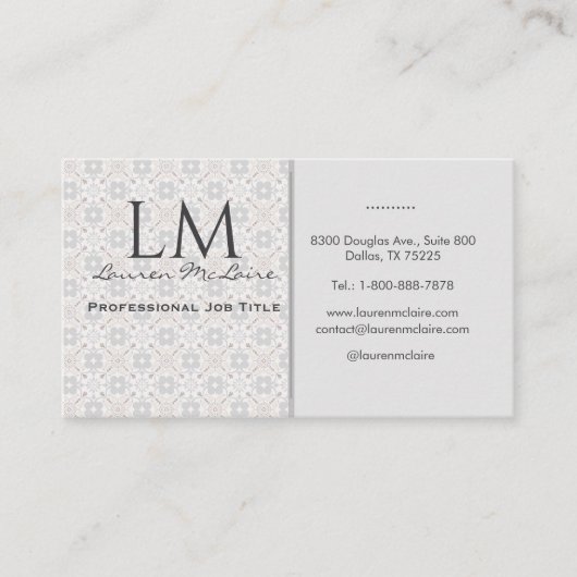 Classic Spanish Tile Monogram QR Business Branding 名刺 (正面)