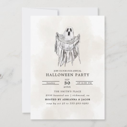 Classic Spooky Woods Sheet Ghost Halloween 招待状 (正面)